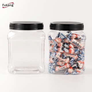 工厂直供500克坚果包装罐 透明糖果罐 方形pet食品瓶 广口塑料瓶